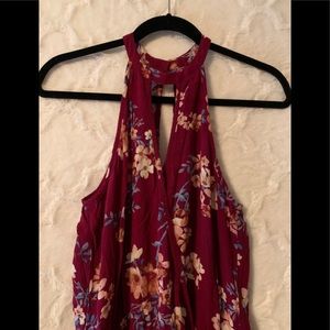 American Eagle Floral Burgundy Romper